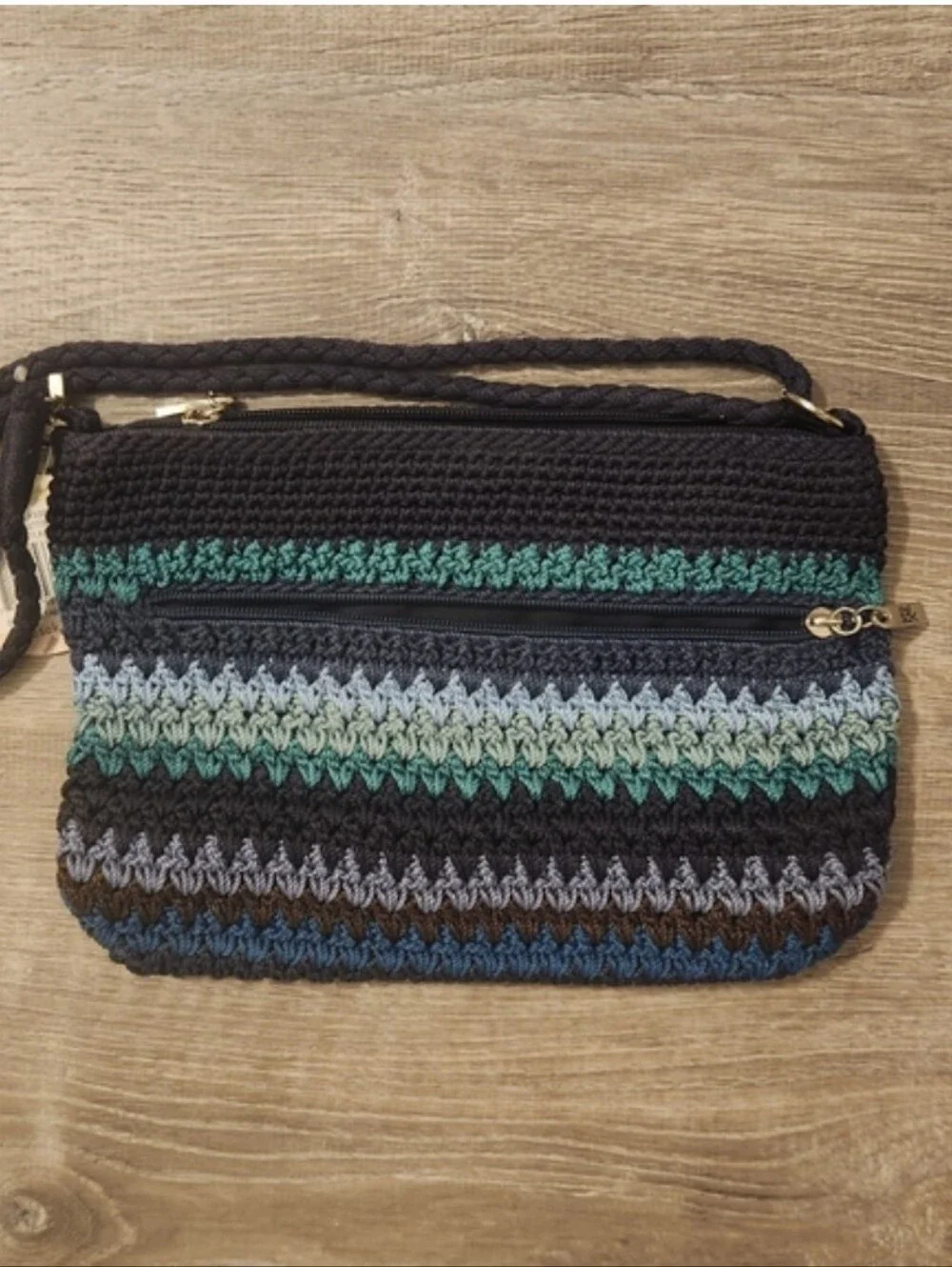 The Sak NWT Blue Stripe Crochet 3-in-1 Bag | Crossbody Shoulder Clutch